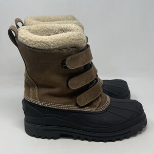 LL Bean Storm Chaser Waterproof Duck Boots Mens 10 M Brown Leather Primaloft